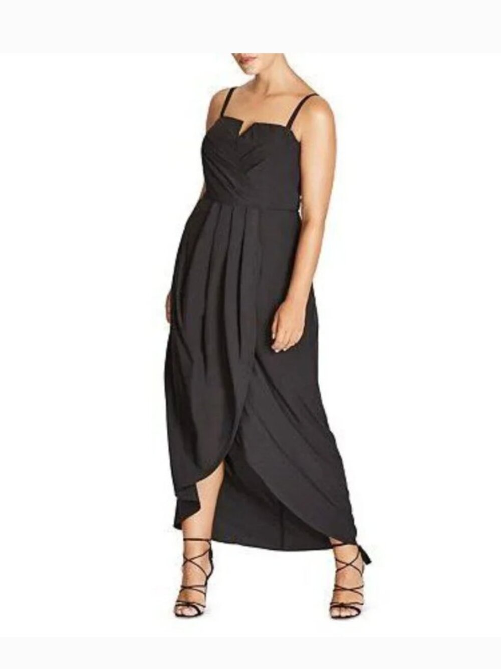 City Chic Romantic Drape Maxi Dress (Black)- Size 20 (City Chic size Large)